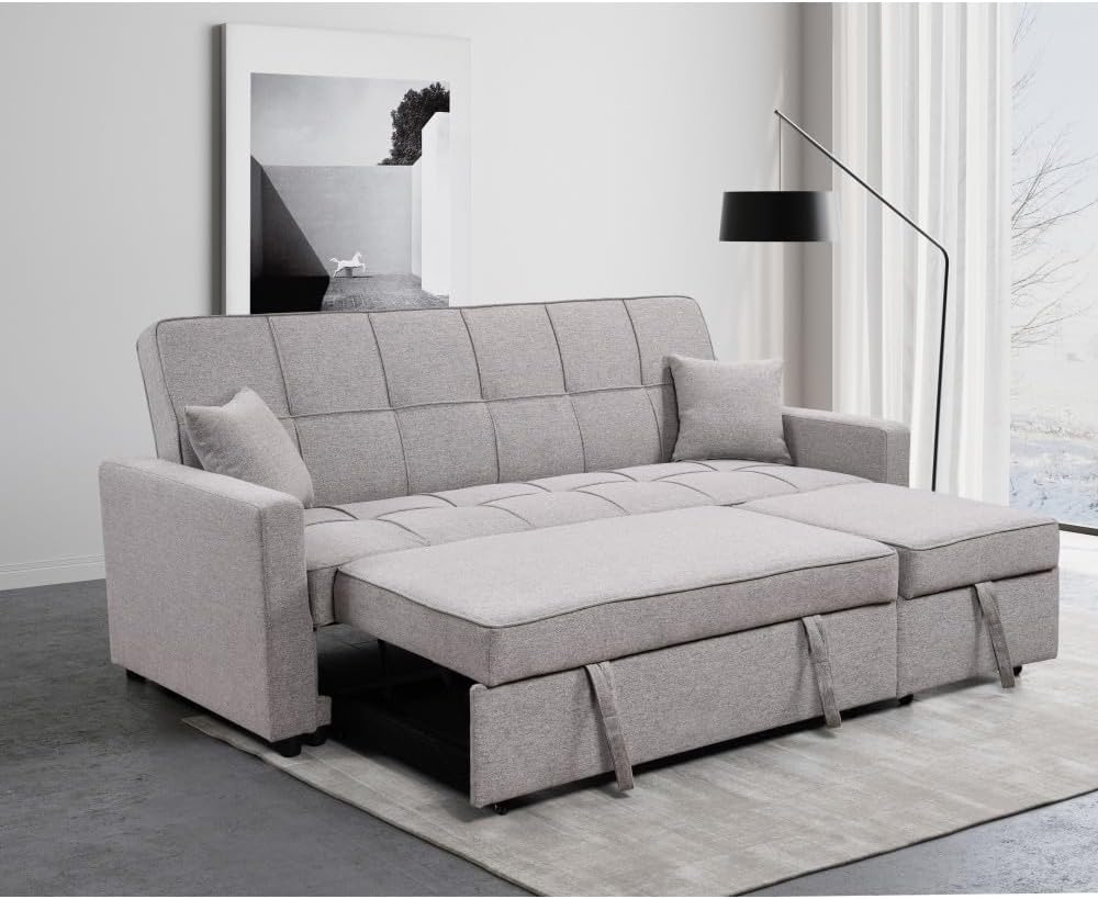 ya 28 10.13 baidi Light Gray 83 Sofa Bed,3 Seater, Pull Out Couch,Adjustable Backrest,Conver