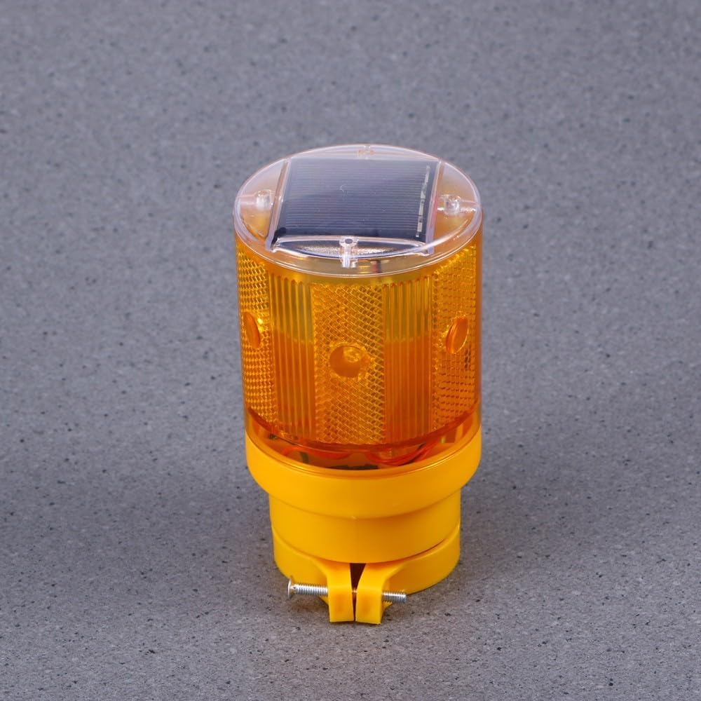 ya 13 9.15 baidi 2 Pcs Solar Warning Light Flashing Construction Emergency Strobe Orange Led