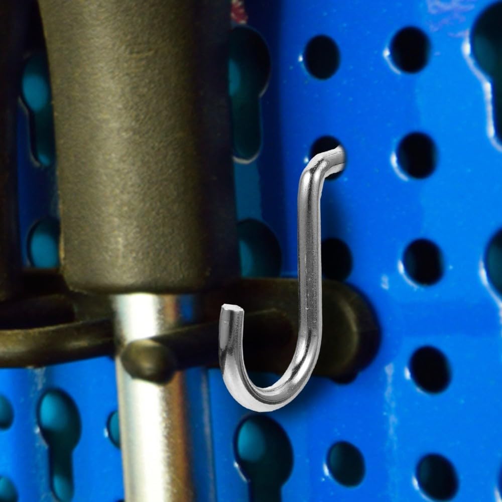 ya 26 10.21 baidi 2 Pieces Iron Wire Hook Silver J Peg Board Pegboard-Hooks Tool Utility