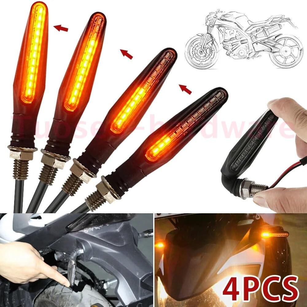 ya 4 8.24 baidi 4Pc Motorcycle Turn Signal Light Universal Indicators LED Daytime Running Lights