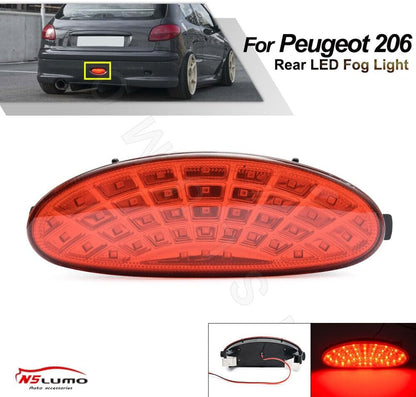 ya 7 8.24 baidi Rear Red LED Bumper Center Tail Fog Light Reflector for Peugeot 206 GTI CC SW