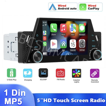 ya 6 8.24 baidi for Apple CarPlay 5in 1Din Car Stereo Radio Android Auto Touch Screen W/Camera