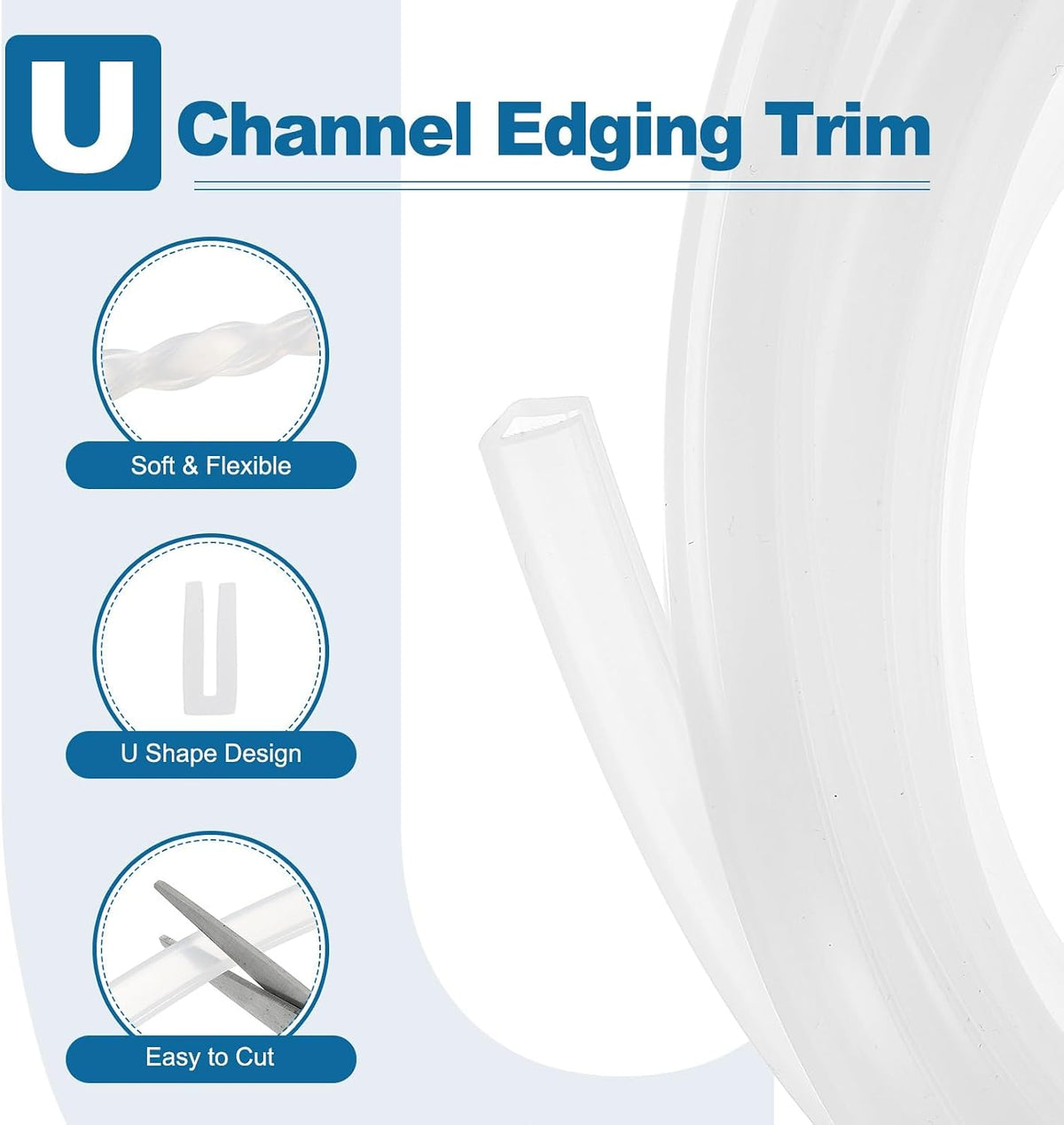 ya 26 10.21 baidi U Channel Edging Trim, 26.2 ft 0.47Wx0.08Tx0.28H Sheet Ed Guard Protector
