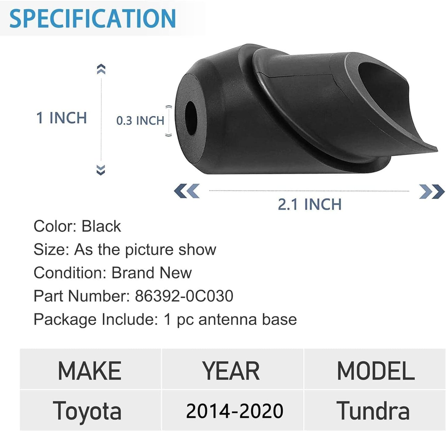 ya 6 8.14 86392-0C030 ORNAMENT BEZEL Antenna Base Black Fits for Toyota Tundra Cab 2014-2021