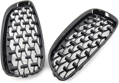 ya 4 8.14 for BMW E89 Z4 2009-2016 2x Gloss Black Diamond Meteor Style Front Grille Grill