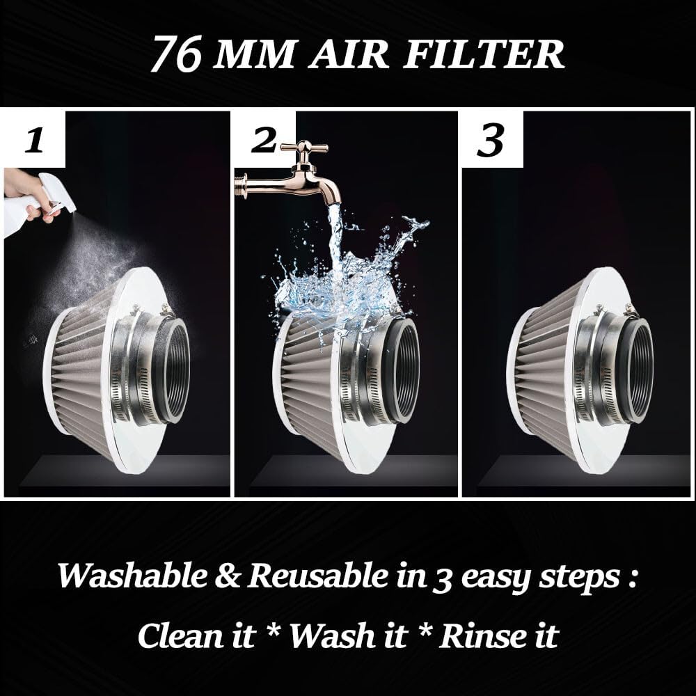 ya 13 9.15 baidi 3 inch 76mm Silver Inlet Cold Air Intake Air Filter Mushroom Head