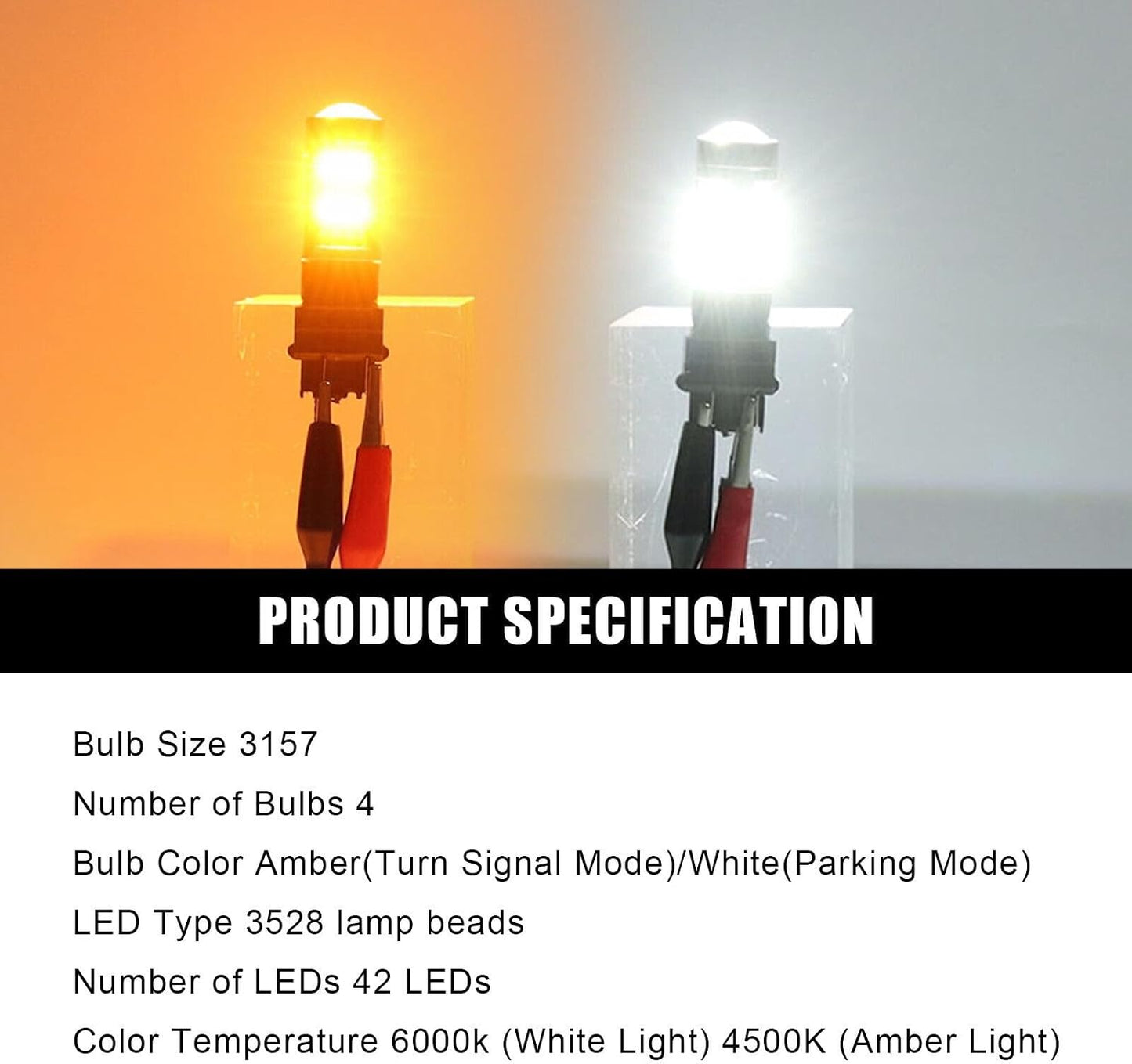 ya 3 8.24 baidi 4pcs White Amber 3157 LED Bulbs Parking Turn Signal Light for Ford Expedition 2020