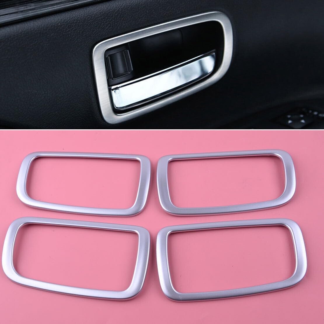 ya 4 8.8.2 Fits for Mitsubishi for Outlander 2013-18 Chrome Interior Door Handle Bowl Cover Trim 
