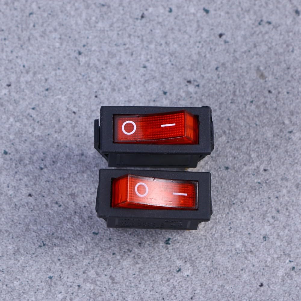ya 23 10.7 baidi 2 PCS 220V 6A 3 Car Rocker Red Light Push Buttons (Black)