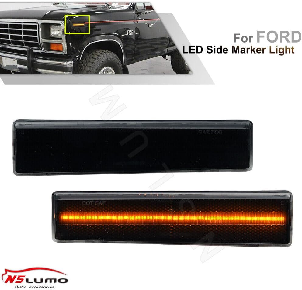 ya 4 8.10 Suitable for 80-86 for Ford F-150 250 350 for Mustang LED smoked fender side marker signal light 