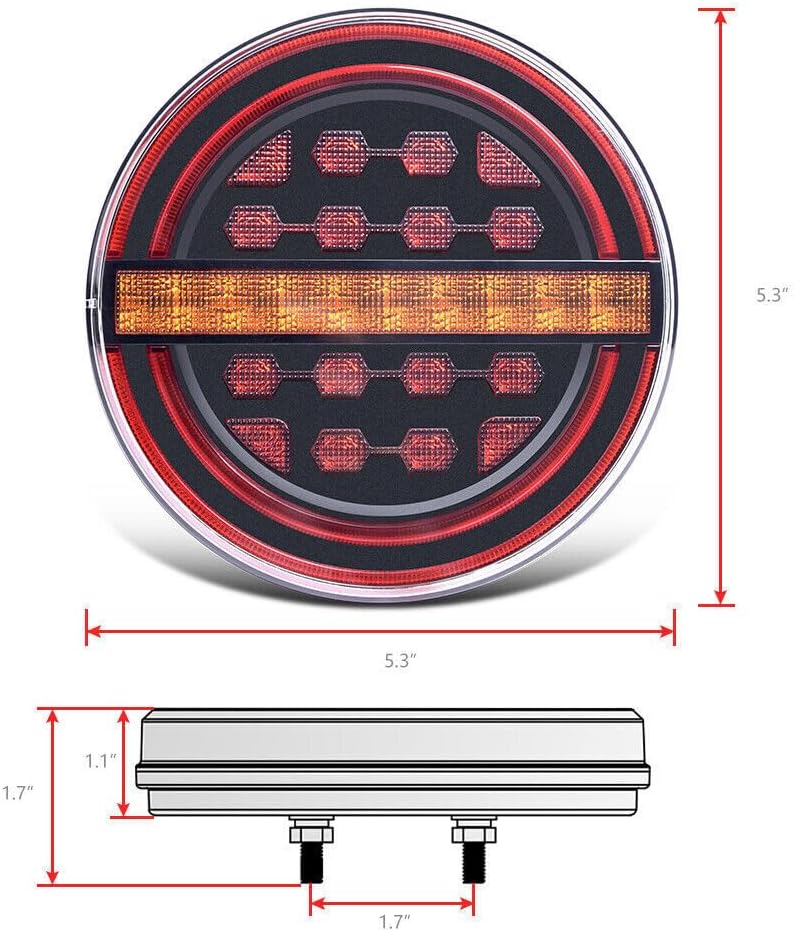ya 2 8.15 2-piece LED waterproof circular trailer truck tail light amber flow turn signal light