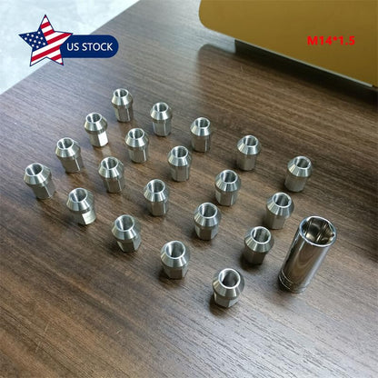 ya 10 9.16 baidi 20pcs M14*1.5 Stainless Steel Wheel Nuts Lug Nuts Hex 19mm Length 35mm Universal