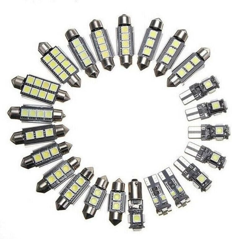 ya 4 8.14 23 Pack LED White Car Bulbs Interior Map Dome Trunk License Plate Light Kit @
