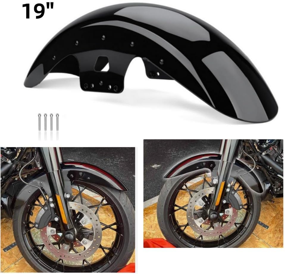 ya 23 10.7 baidi 19'' Vivid Black Front Fender for Harley Touring Street Glide Road King 2014-'23a
