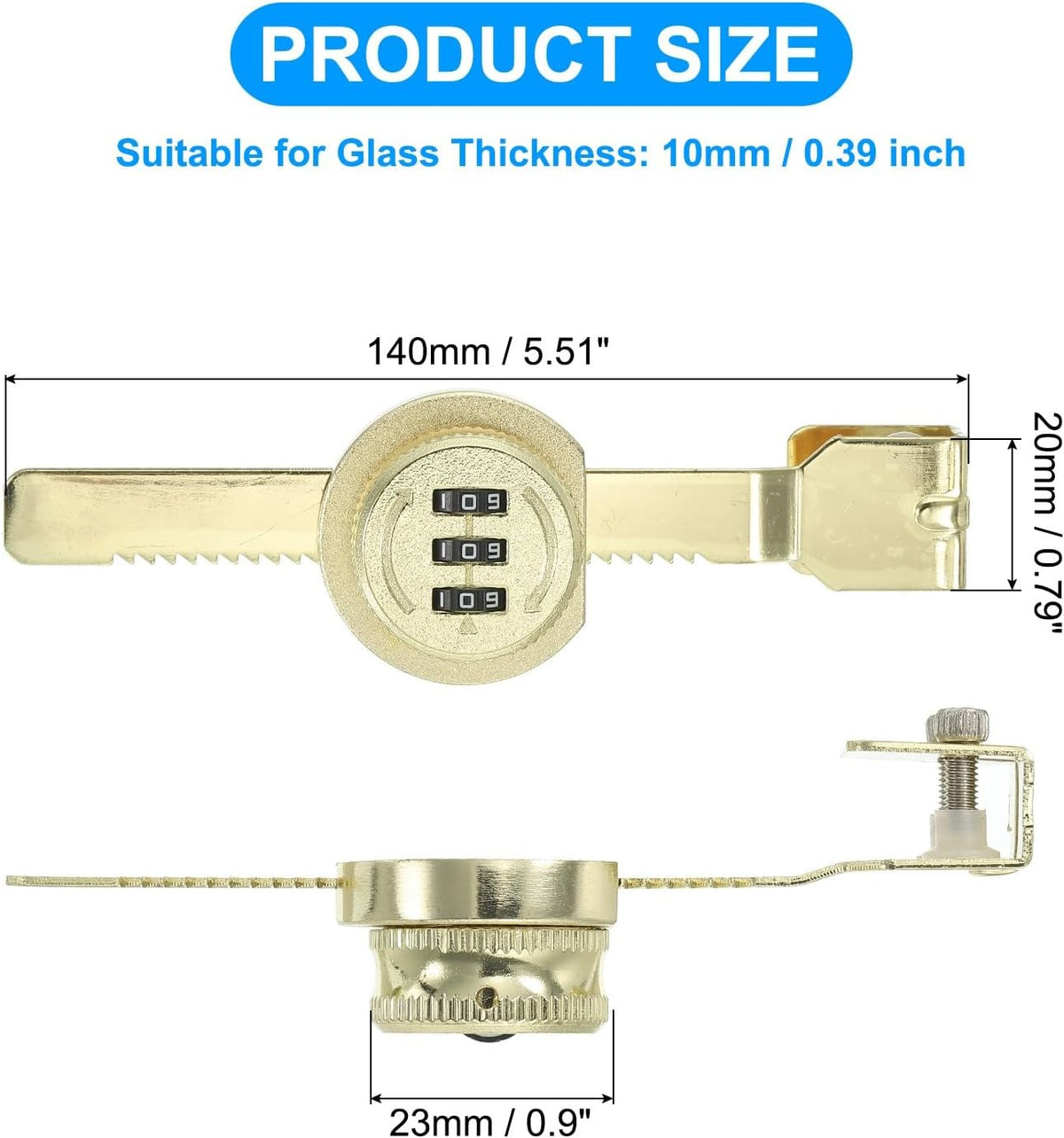 ya 26 10.21 baidi Keyless Cabinet Lock, Zinc Alloy 3 it Password Combination Lock, (Gold)-2