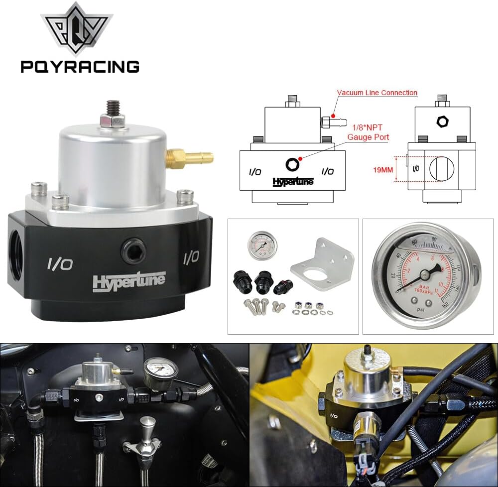 ya 11 9.14 baidiE85 Adjustable EFI Bypass Fuel Pressure Regulator 6AN AN8 Fitting 1/8Gauge Port