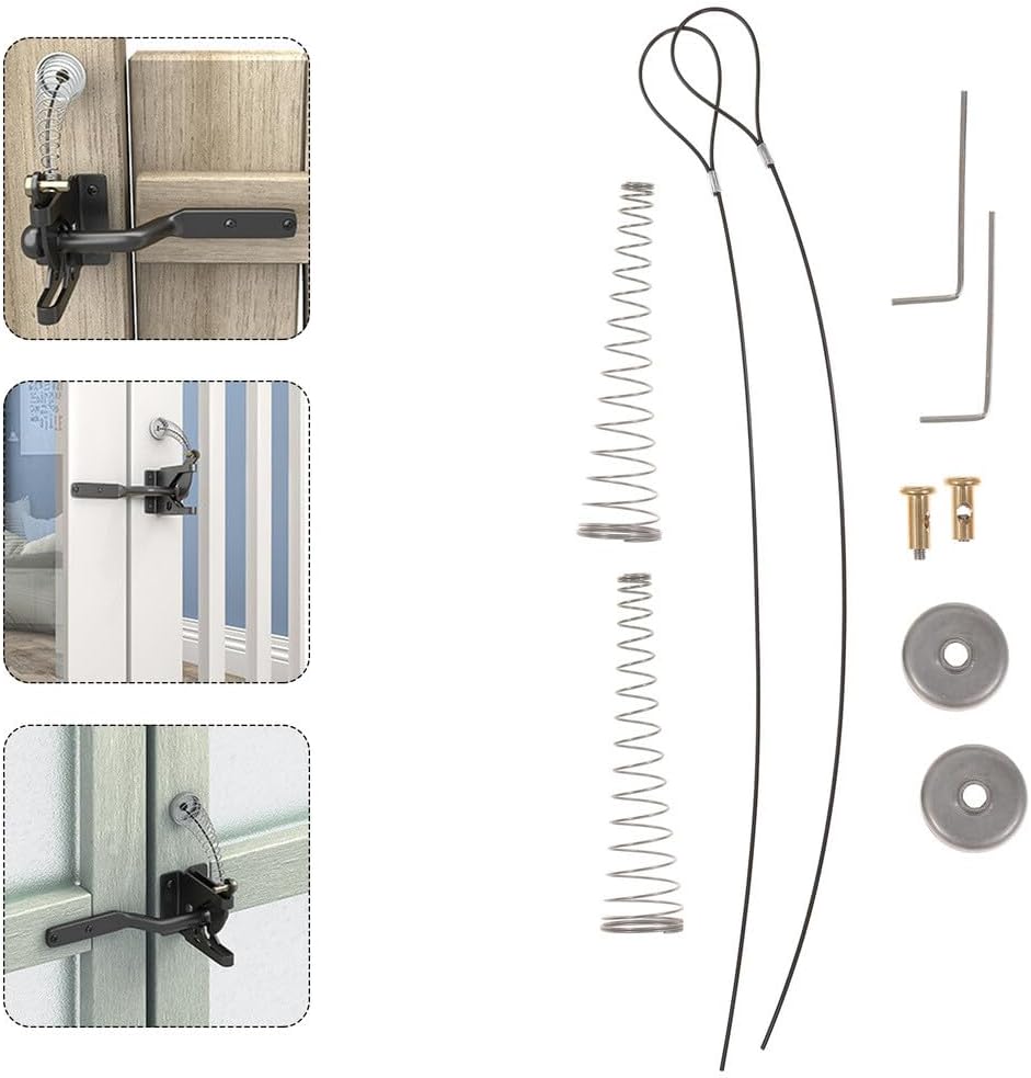 ya 26 10.21 baidi 2 Sets Fence Gate Cable Spring Loaded Gate Cable Latches Metal Fence Hinge-3