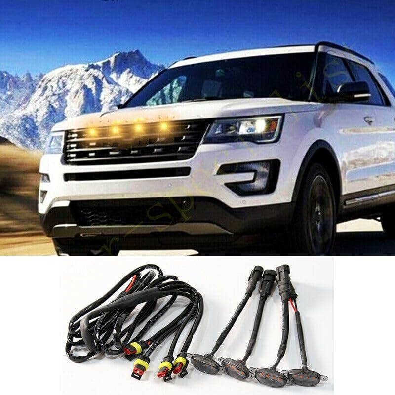 ya 7 8.24 baidi 4pcs for Ford Explorer 2016-2019 Front Grille LED Light Raptor Style Grill Trim