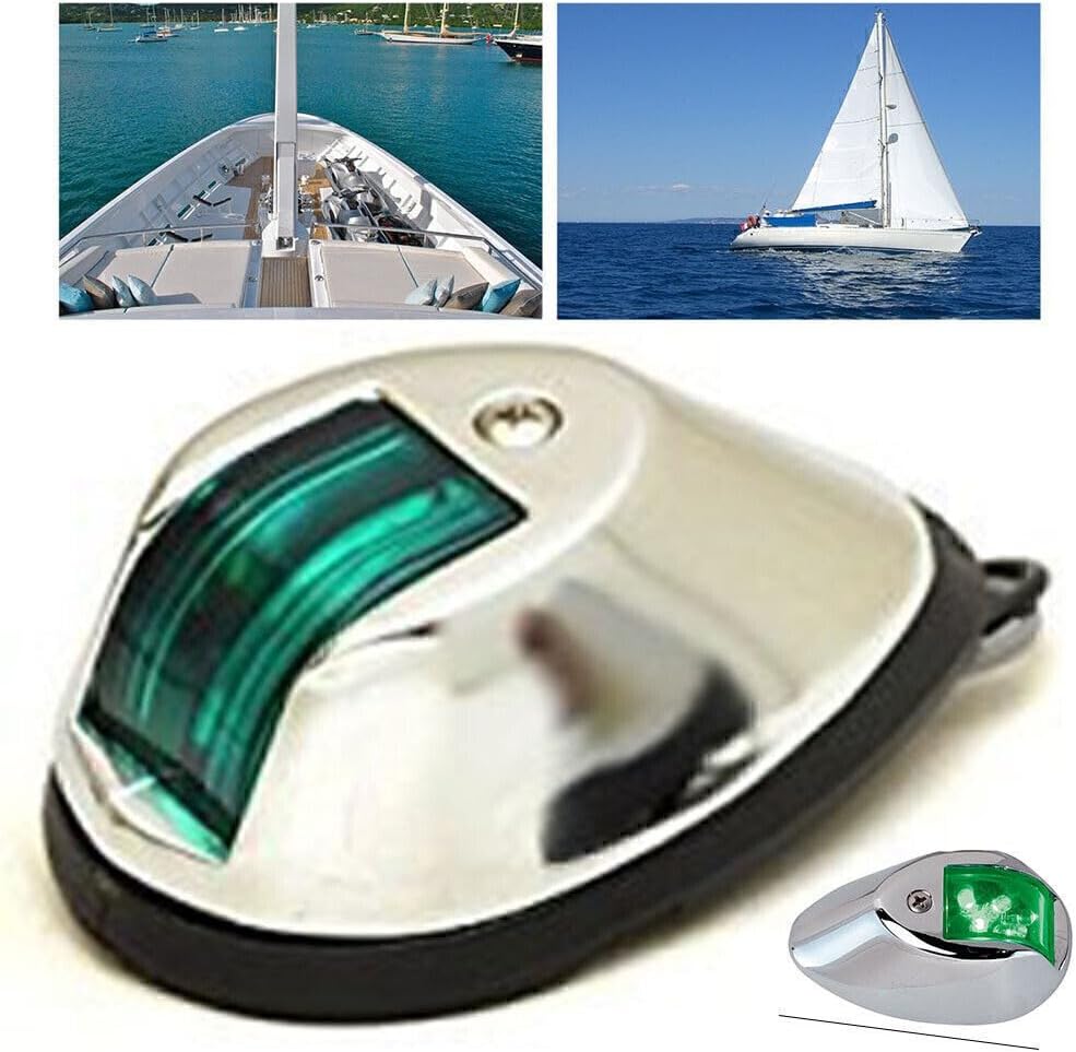 ya 4 8.14 Marine Green Navigation Light Boat LED Side Port Light 12V Stainless Steel