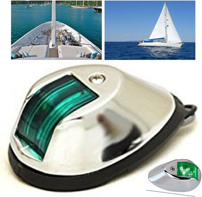 ya 4 8.14 Marine Green Navigation Light Boat LED Side Port Light 12V Stainless Steel