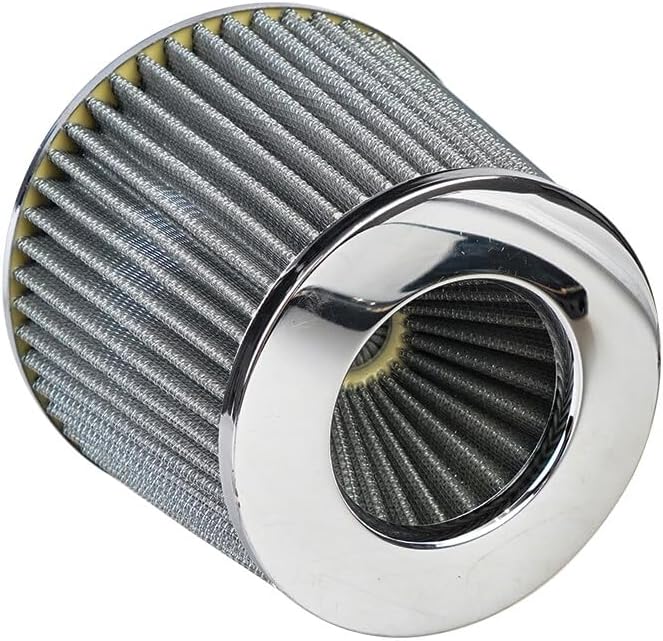 ya 23 10.7 baidi 1-Pack 3-Inch 76mm Imported Cold Air Intake Cone Replacement Quality Dry Air Filter Silver -