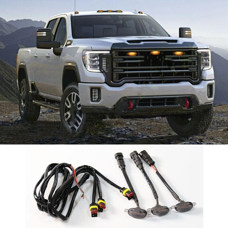 ya 14 9.20 zhengce for GMC Sierra 2500 HD 2016-2021 Front Grille LED Light Raptor Style Smoky-1