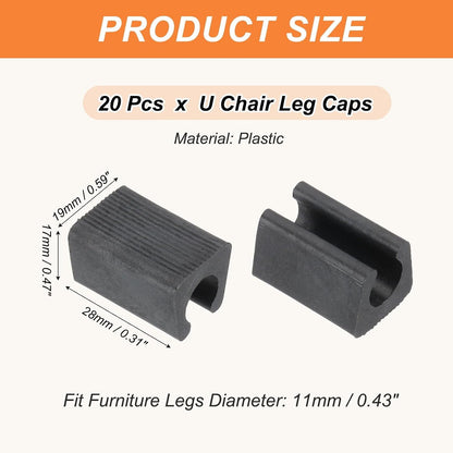 ya 26 10.21 baidi 20pcs U Chair Leg Caps, 12mm U Shaped Chair Leg Floor Protector Tangle, Black