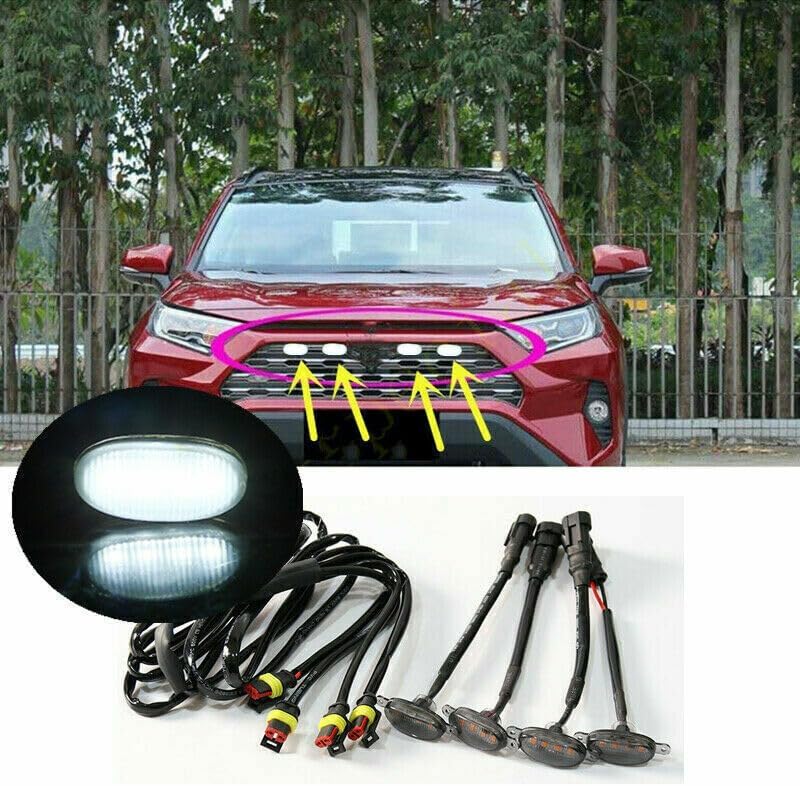 ya 7 8.24 baidi for Toyota RAV4 2019-2021 Smoky Front Grille White LED Light Raptor Style Cover
