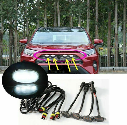 ya 7 8.24 baidi for Toyota RAV4 2019-2021 Smoky Front Grille White LED Light Raptor Style Cover