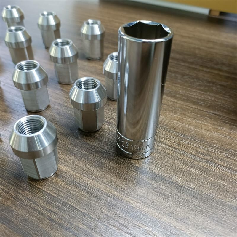 ya 10 9.16 baidi 20pcs M14*1.5 Stainless Steel Wheel Nuts Lug Nuts Hex 19mm Length 35mm Universal