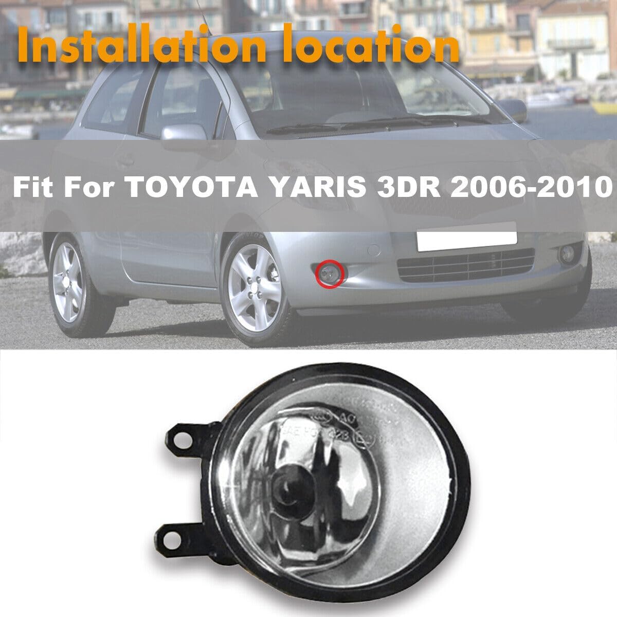 ya 4 8.10 Right Clear Lens Front Driving Fog Lamp Light for Toyota Yaris 3 Door 2006-2010