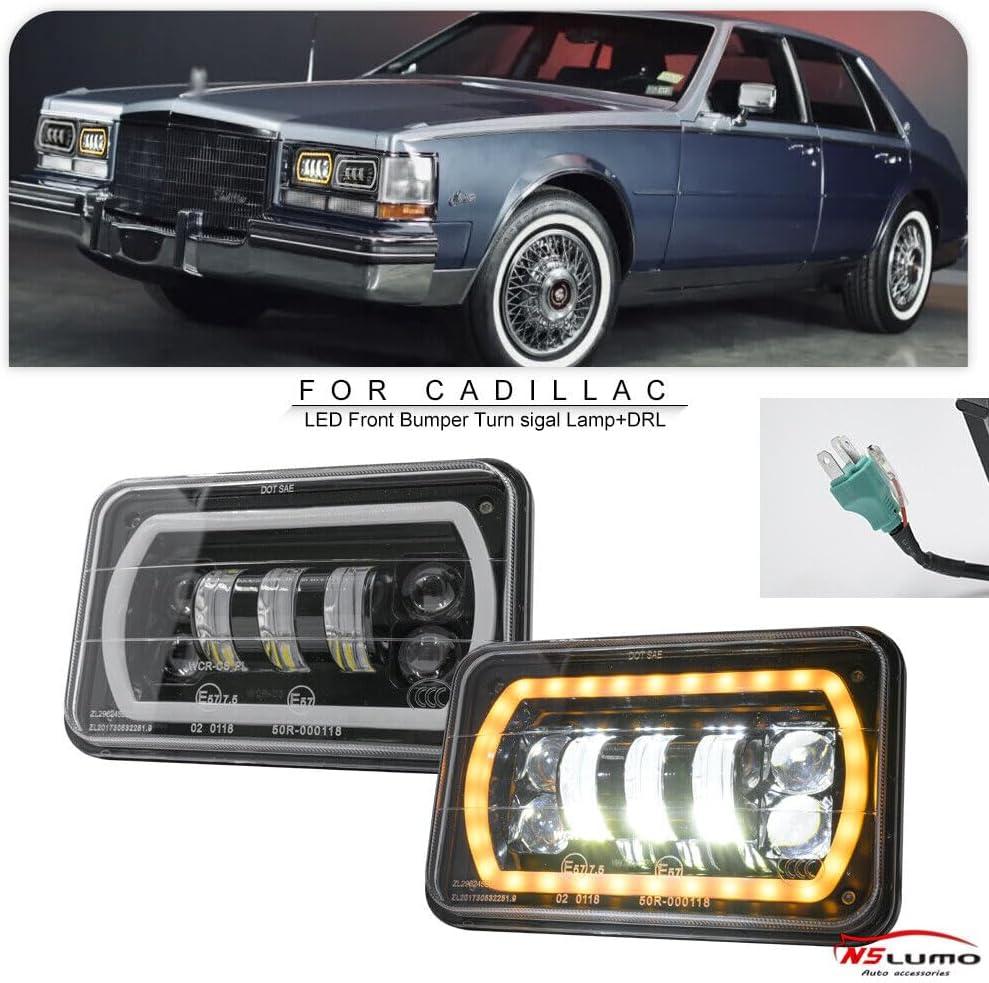 ya 7 8.24 baidi 4x6 inch LED Driving High/Low Beam DRL Turn Signal Light for Cadillac Eldorado Seville 