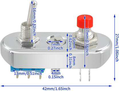 ya 4 8.24 baidi Chrome Control Button Toggle Push Switch ON/OFF/ON For Universal 1 7/8 Handlebar