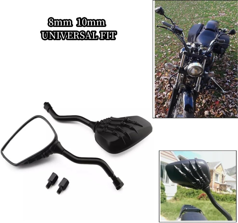 ya 13 9.15 baidi Black Motorcycle 8mm 10mm Skull Hand Side Rearview Mirrors Universal for Yamaha