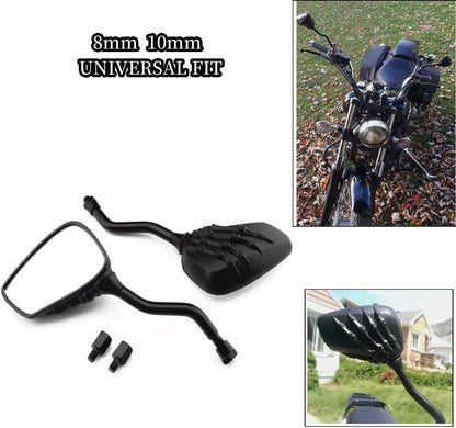ya 13 9.15 baidi Black Motorcycle 8mm 10mm Skull Hand Side Rearview Mirrors Universal for Yamaha