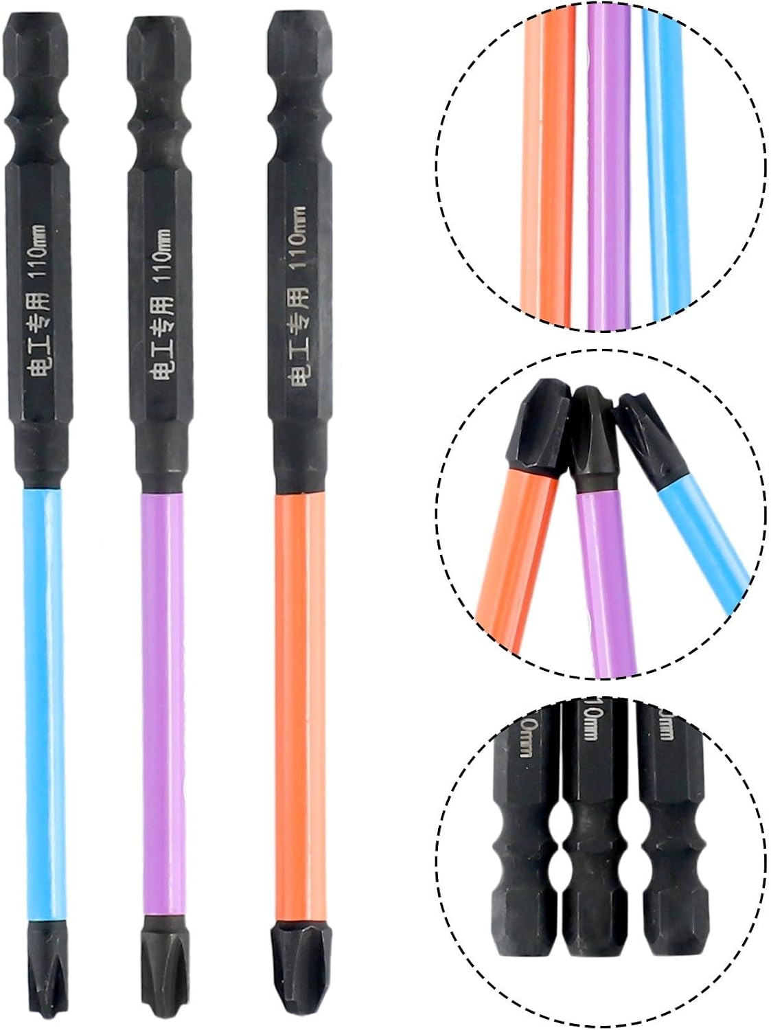 ya 26 10.21 baidi 110mm Magnetic Special Slotted Cross Screwdriver Bit for Electrician PH1 PH2 PH3-2