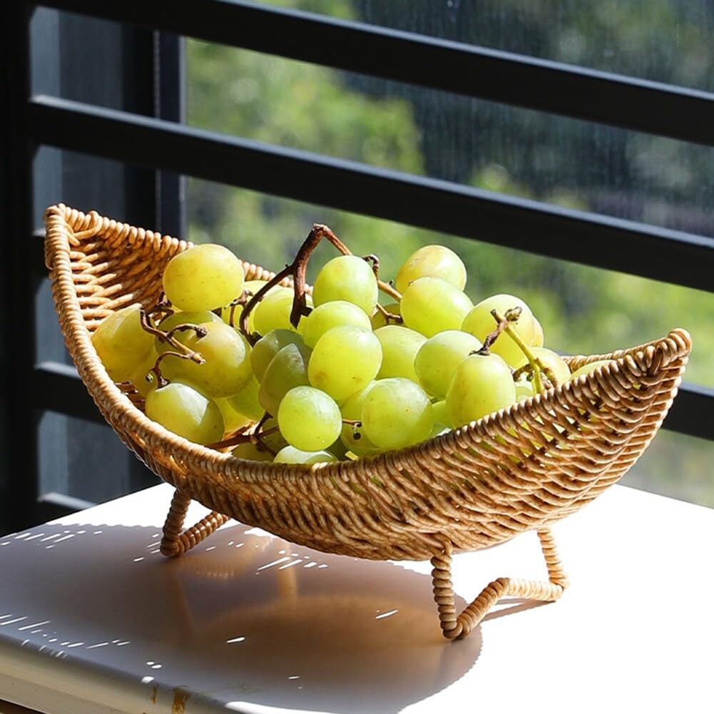 ya 14 9.20 baidi Rattan Fruit Bowl Tray for Coffee Table Woven Sundries Basket Rattan Fruit Tray-1