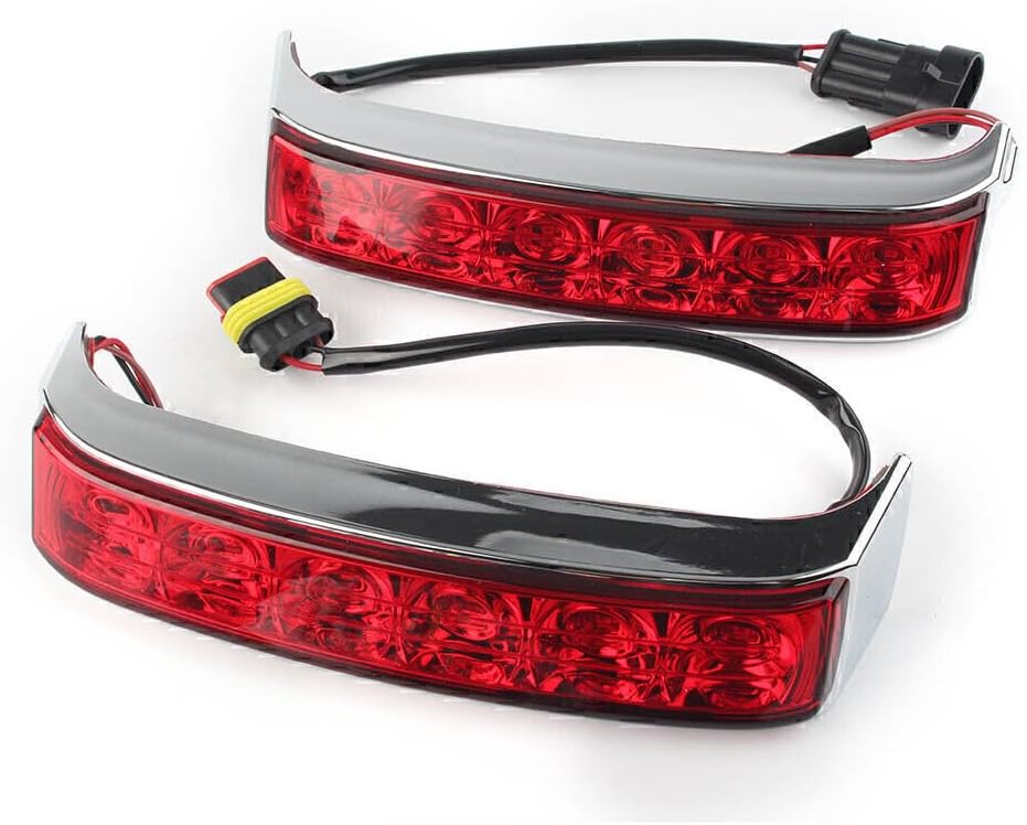 ya 10 9.16 zhengce For Harley 2014-2019 2x LED Saddlebag Brake Taillight Chrome Housing/Red Le