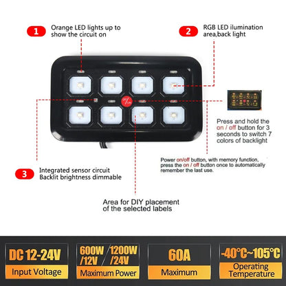 ya 4 8.8 8Gang Switch Panel Universal Circuit Control Relay System Box Automatic Dimmable