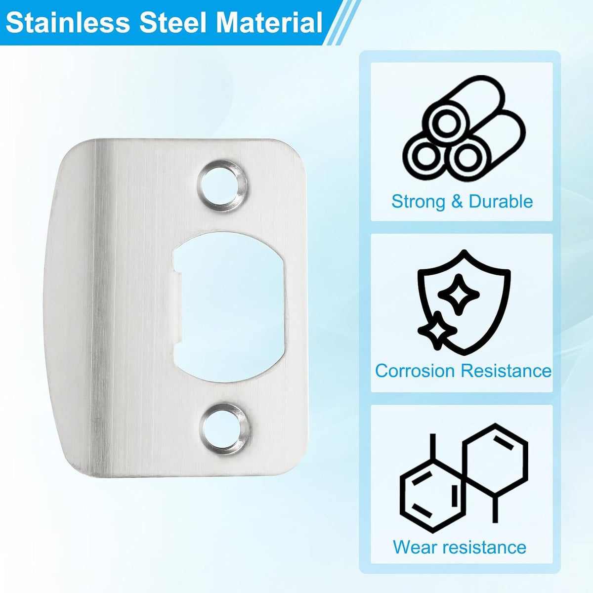 ya 26 10.21 baidi 2Pcs Door Strike Plate 2-1/4x1-3/4, Round Corner Extended Lip Latch, Silver-2