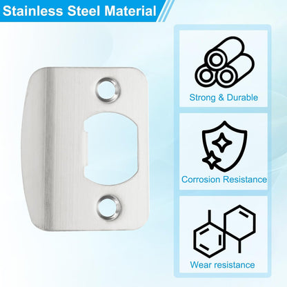 ya 26 10.21 baidi 2Pcs Door Strike Plate 2-1/4x1-3/4, Round Corner Extended Lip Latch, Silver-2