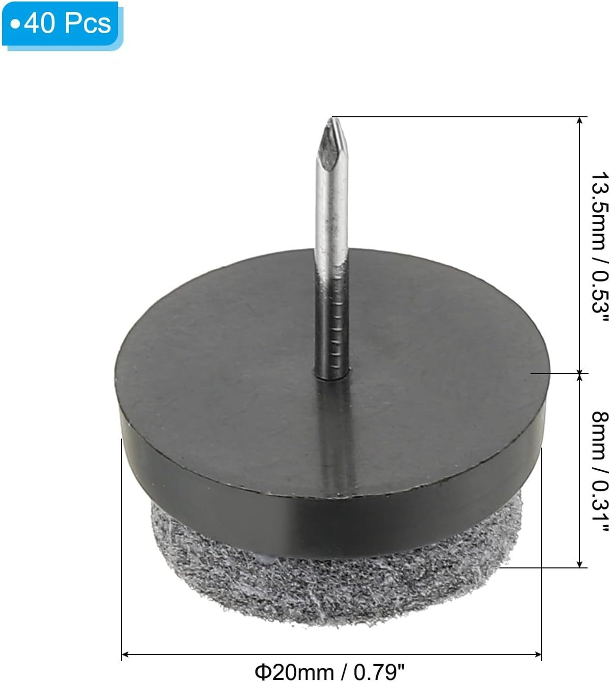 ya 26 10.21 baidi 40 Pcs 0.79 Screw-on Furniture Felt Pad Chair Leg Floor Protectors Black-2