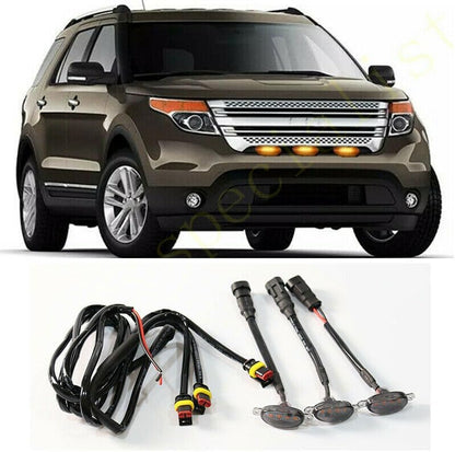 ya 14 9.20 zhengce 3pcs for Ford Explorer 2011-2015 Front Grille LED Light Raptor Style Grill-1