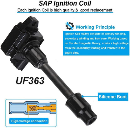 ya 4 8.24 baidi 6pcs Front & Rear Ignition Coil for Nissan Maxima for Infiniti I30 00-01 UF348 UF363