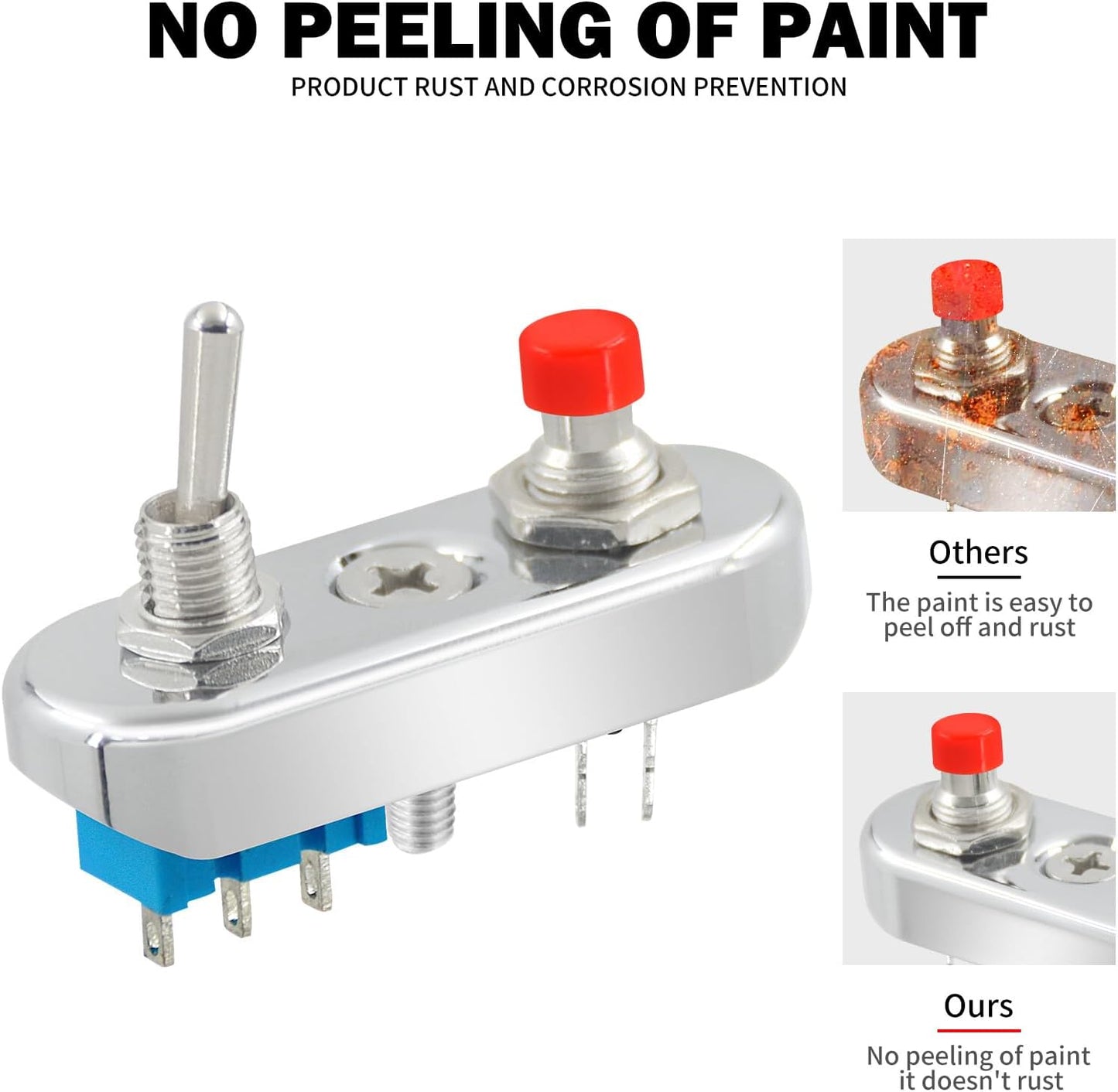 ya 4 8.24 baidi Chrome Control Button Toggle Push Switch ON/OFF/ON For Universal 1 7/8 Handlebar