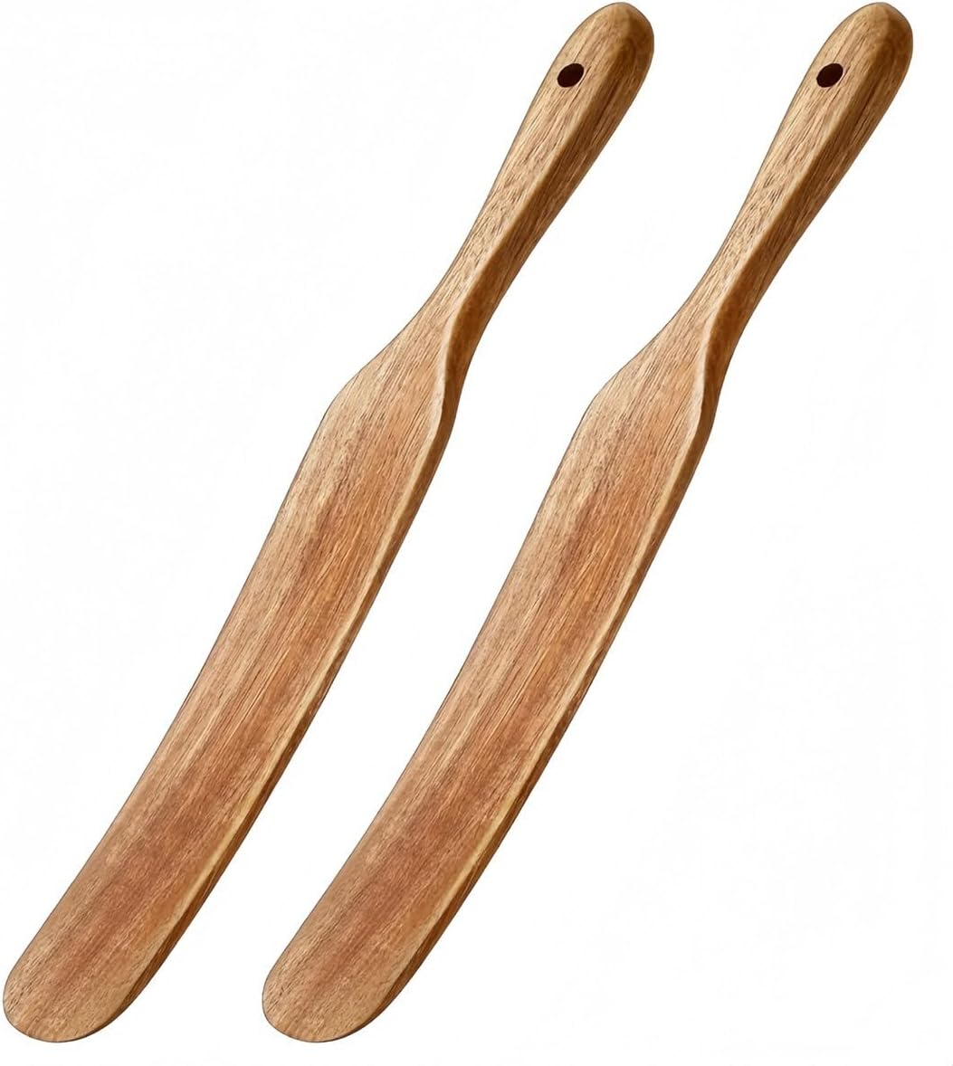 ya 14 9.20 baidi 2Pcs Skinny Wooden Spurtles for Dough Stirring Mixing and Jar Bottom Reach-1