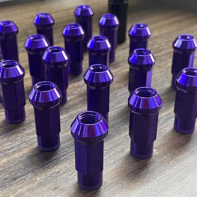 ya 10 9.16 baidi 20pcs M12x1.5 Lug Nuts 48mm Steel Open End Wheel Nuts Bolts w/Socket Key Purple