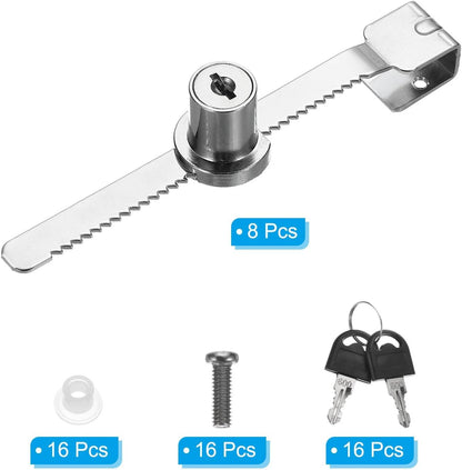 ya 26 10.21 baidi Sliding Glass Door Lock, 8 Pcs Keyed Alike Showcase Lock No Drill, Silver Tone