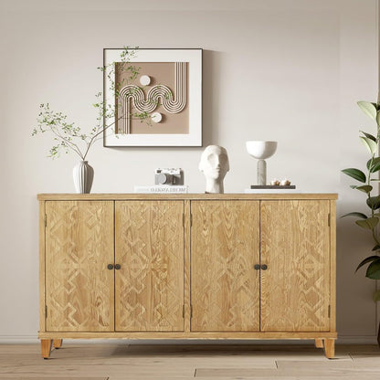 ya 28 10.13 baidi Brown 59 Accent Cabinet - 4 Doors, Natural Wood for Entryway/Living Room