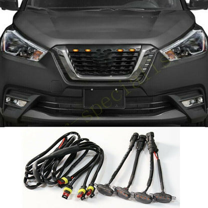 ya 7 8.24 baidi 4pcs for Nissan Kicks 2018-2021 Grille LED Amber Light Raptor Style Grill Trim